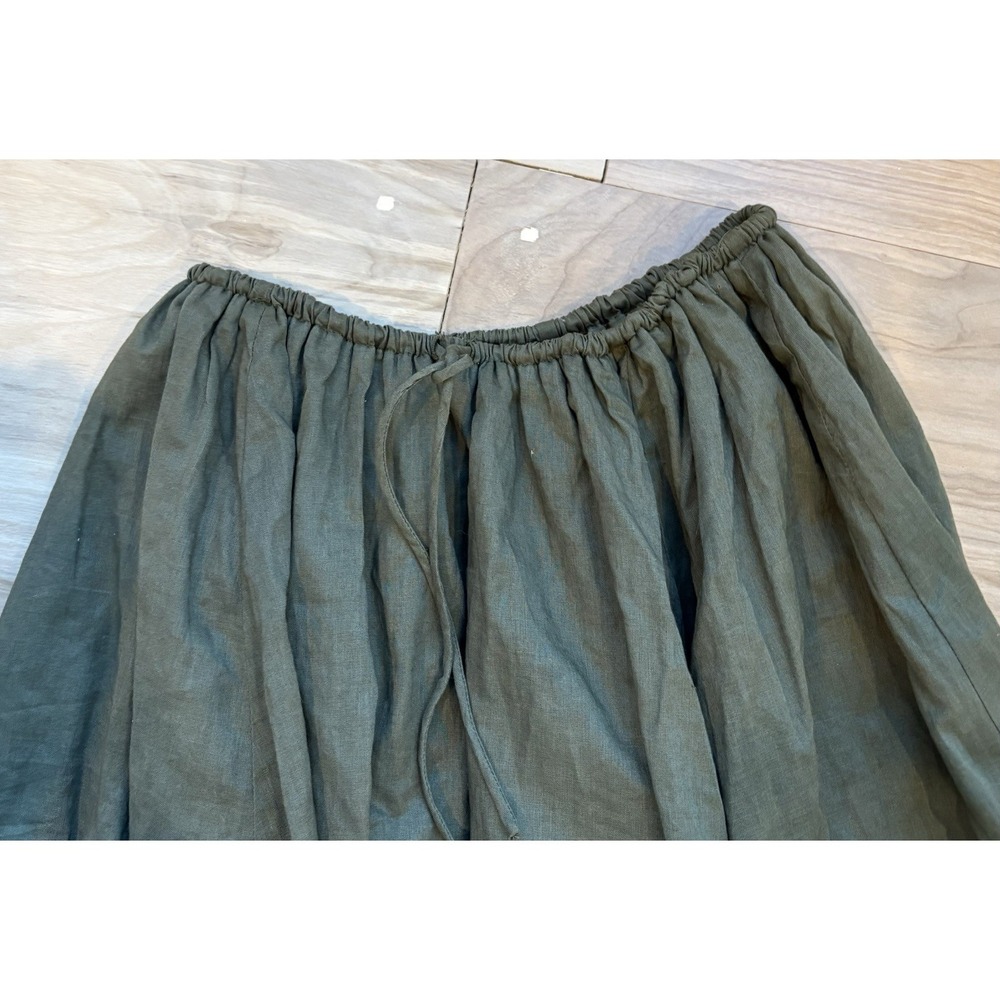 Dissh Women's Flynn Olive Green Linen Blend Maxi Skirt Elastic Tie Waist Size 4 - Picture 7 of 10